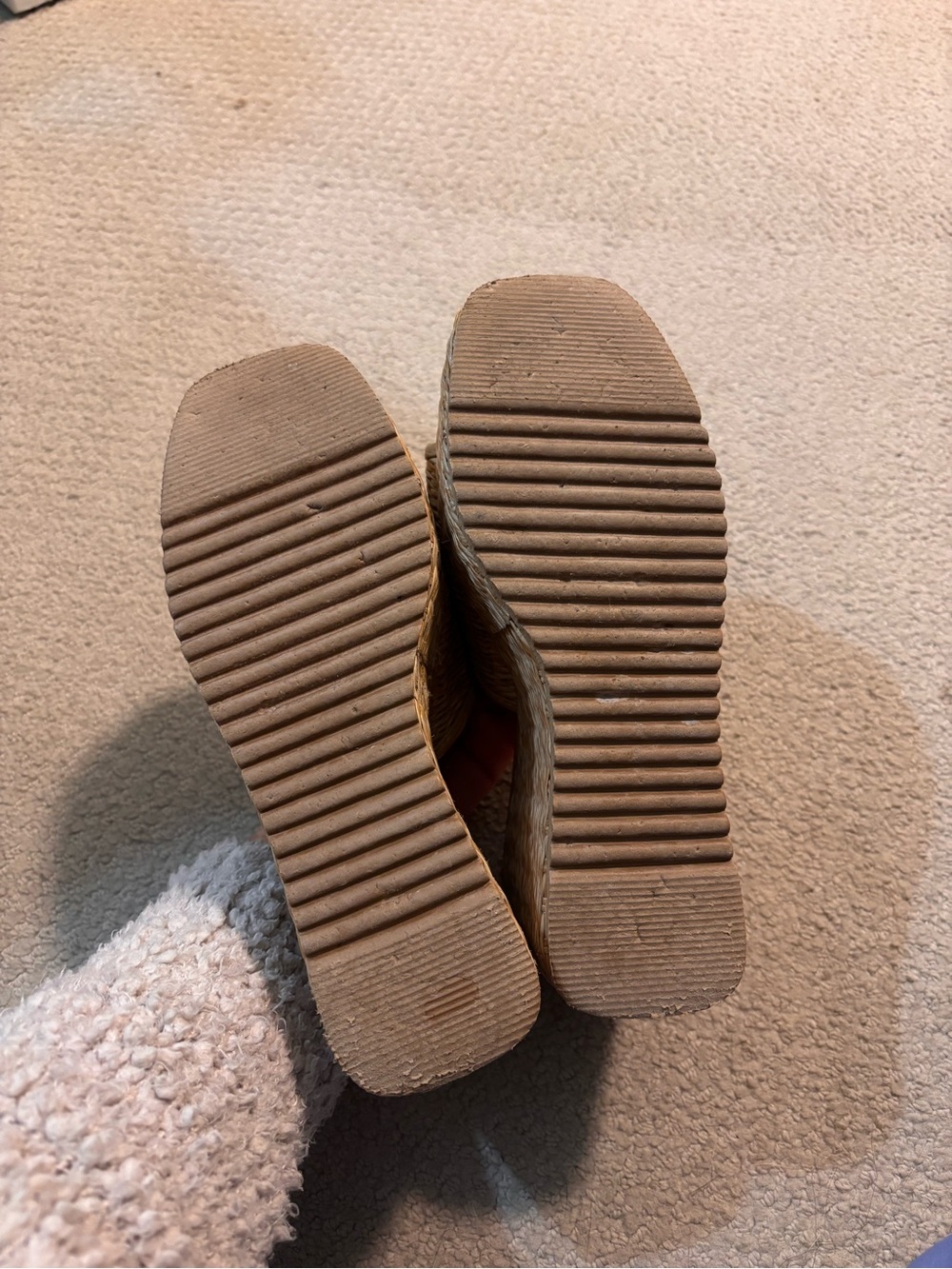 Woven Tan Platform Slide Wedges - Picture 5 of 5